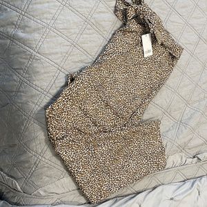 Brand new leopard print pull on pants with tie waist